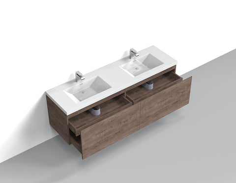 Castle Smoke Oak Drawer Floating Vanity With Sink and Embedded Drawer