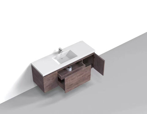 Castle Smoke Oak Drawer Floating Vanity With Sink and Embedded Drawer